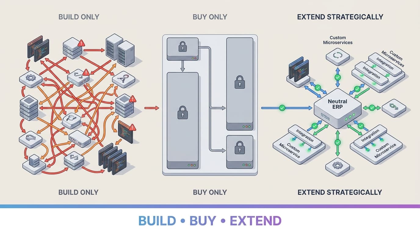 Build, Buy, or Extend: A Full-Stack Developer's CRM/ERP Playbook
